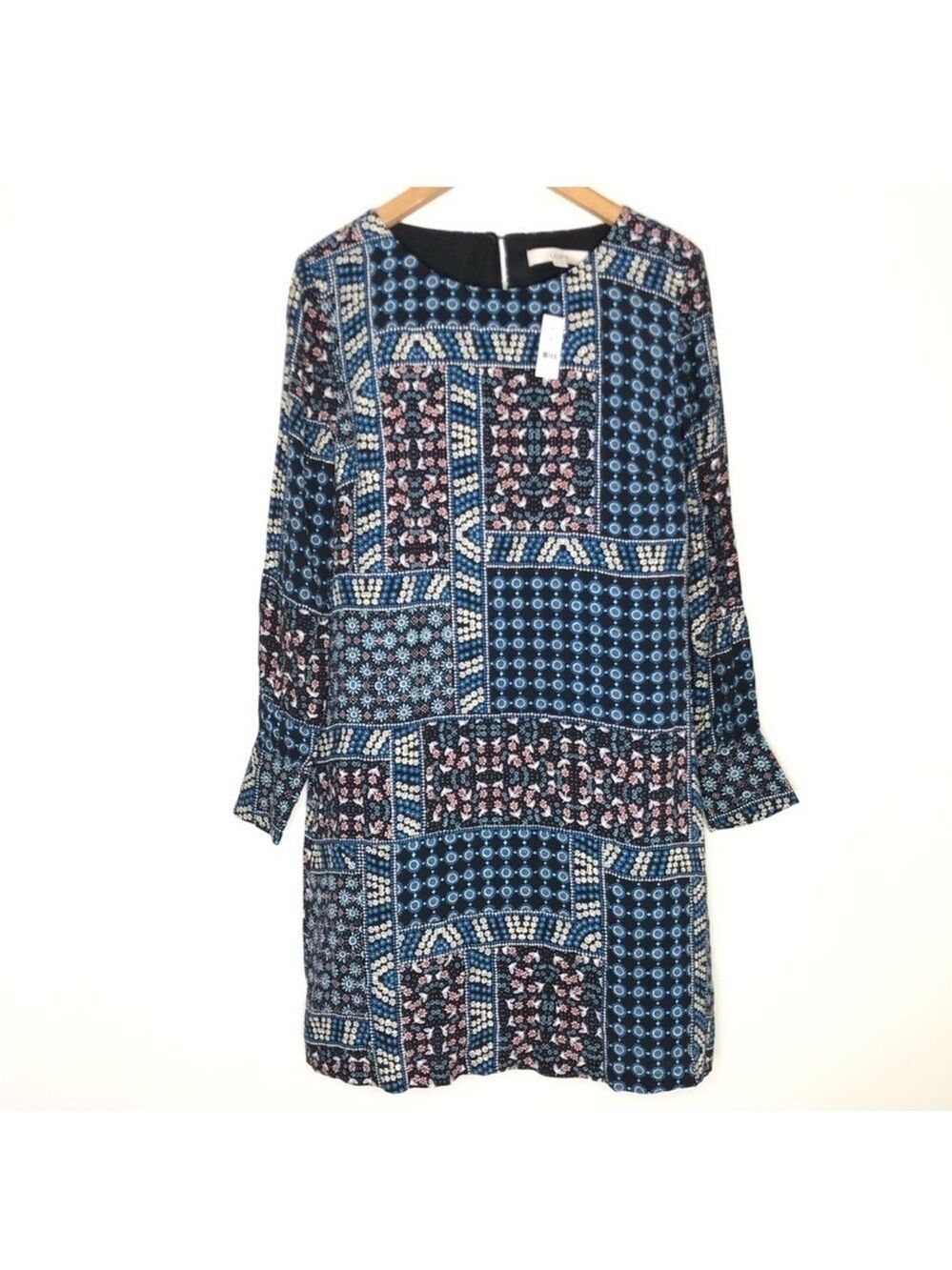 Loft Patchwork Print Floral Swing Dress NWT Size )